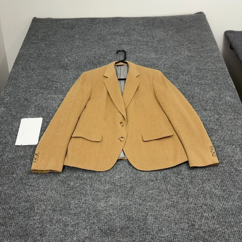 Vintage Corbin Ltd Blazer Mens 38 Tan Wool Two Button Made in USA Classic